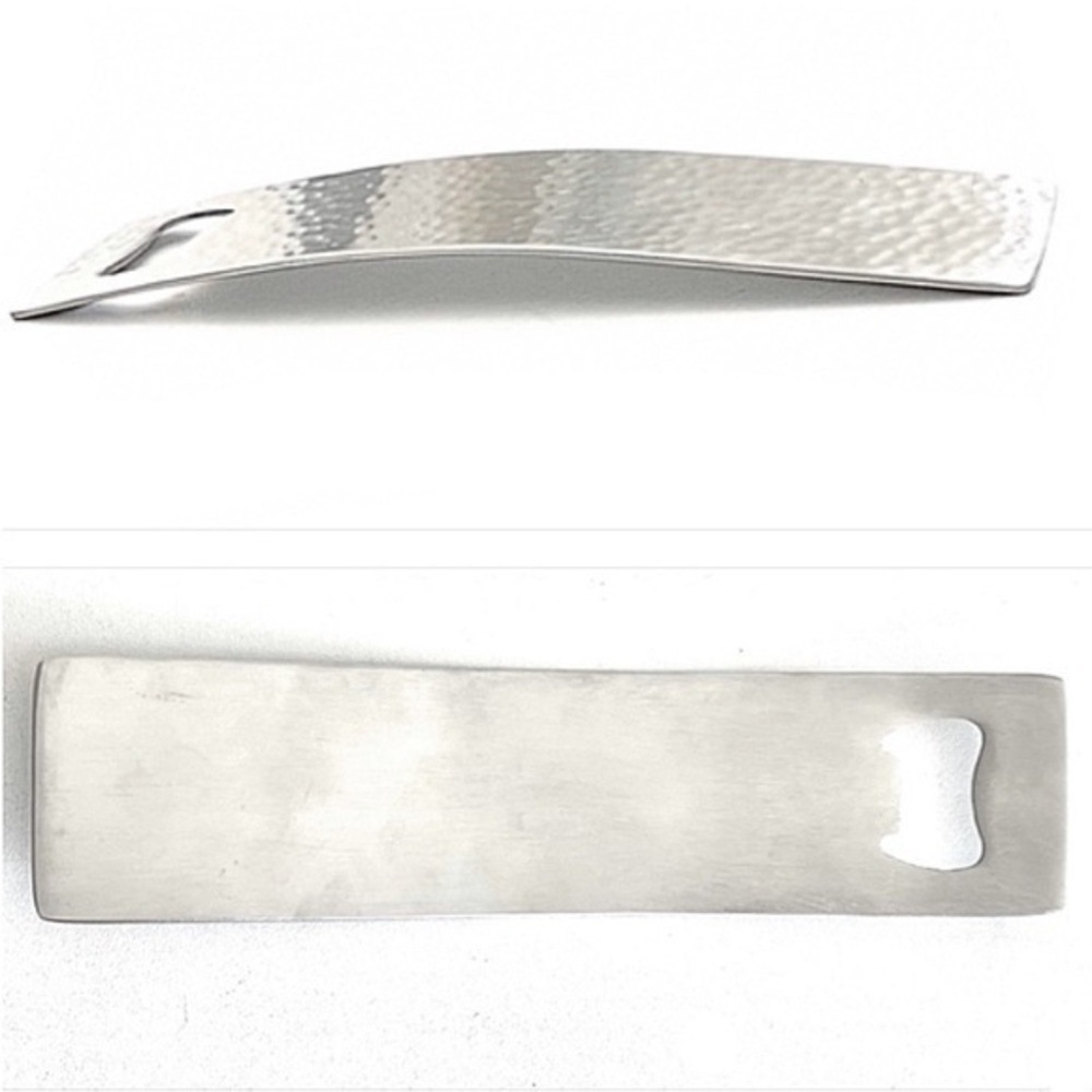 Bottle Opener! Hammered Silver Modern Design!